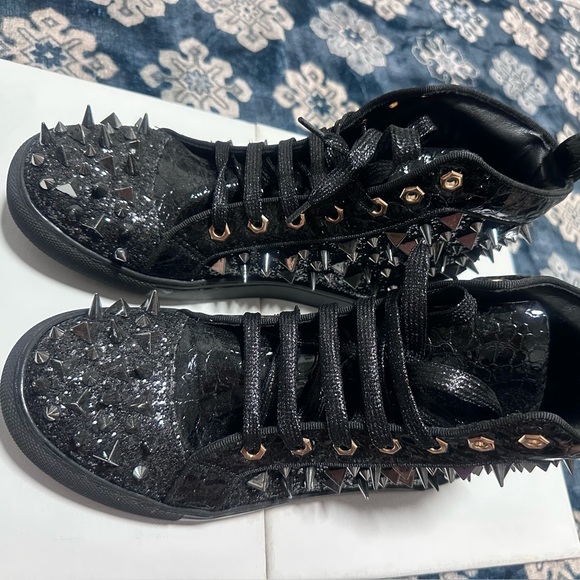 Enzo Romeo Men's Fashion High Top Crystal Shimmer Rhinestone Sneakers size 7.5US - Picture 1 of 7